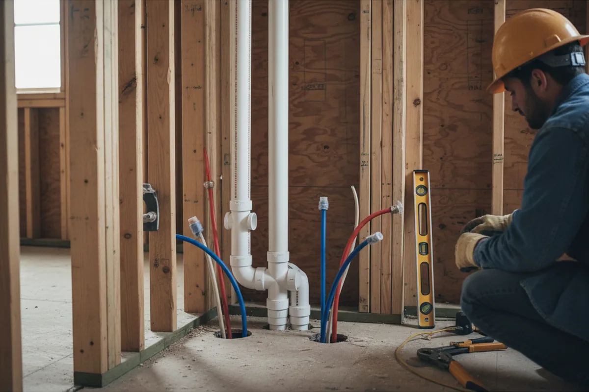 Drain and supply rough-in during Toilet Repair and Installation in Royalton
